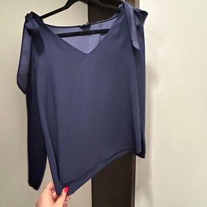 Club Monaco Navy Blouse with Tie Shoulders